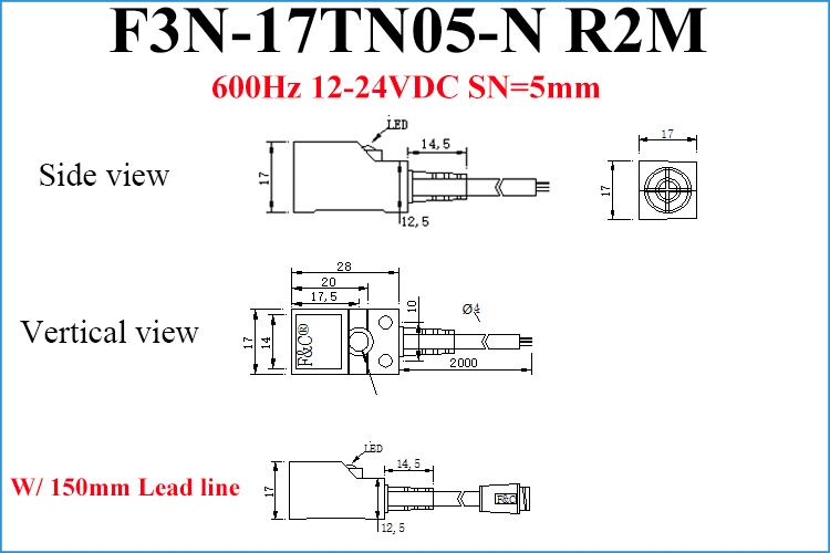 Square Inductive Proximity Sensor Switch Front Sensing 5mm Inductive Proximity Switch with CE