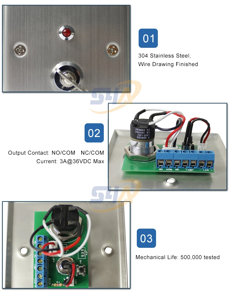 Eb-30b Red Green LED Light Arcade Square Stainless Steel Door Access Switch with Key