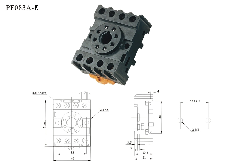 General Purpose Round Type DIN Rail Mouting Electric Plastic Relay Socket with CE