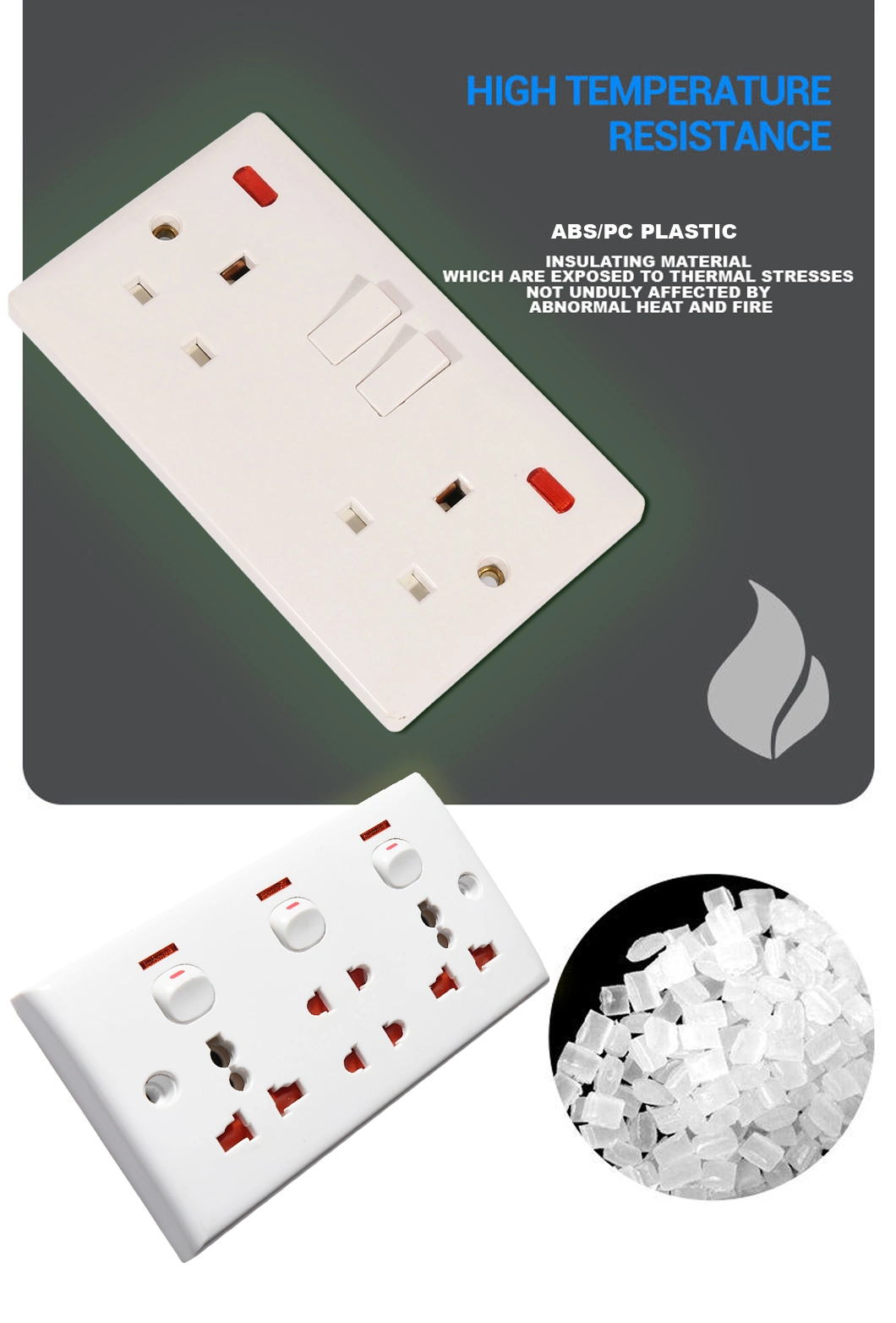 Multi Connector Silver Alloy Square Universal Socket with Switch