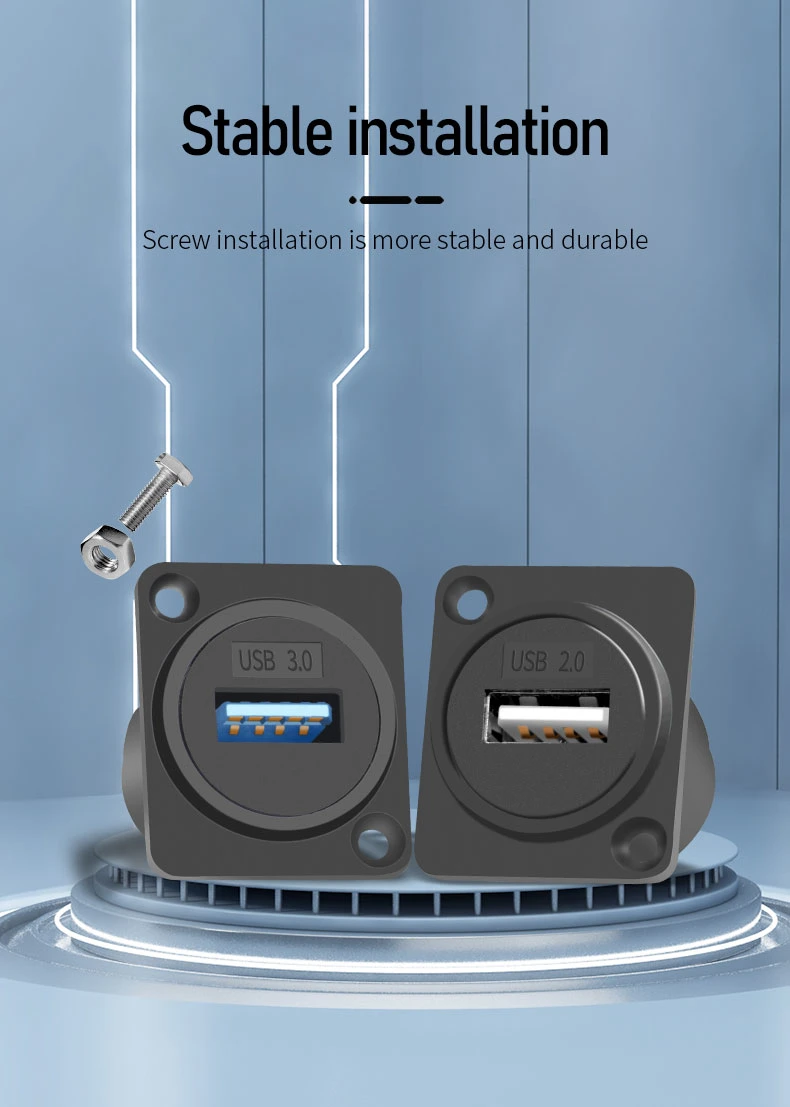 Type D USB2.0/3.0 Case Housing Fixed Female Socket USB Data Signal Extension Transmission Panel Socket